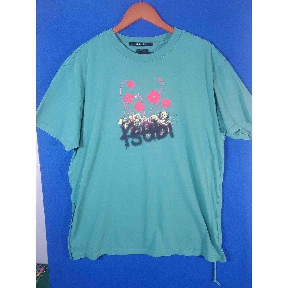 Ksubi Mens Graphic T-Shirt Mens Size Medium Teal Green Streetwear - Picture 14 of 16
